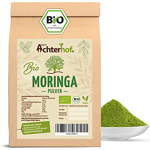 Moringa Pulver BIO (500g) 100% echtes Moringa Oleifera Blattpulver aus kontrolliert biologischen Anbau